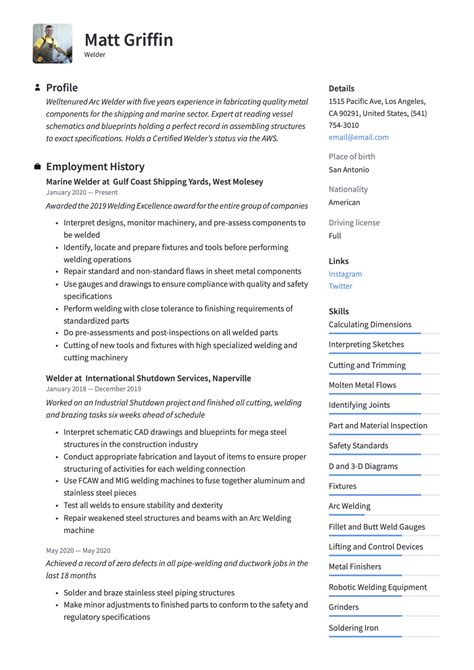 welding job resume pdf